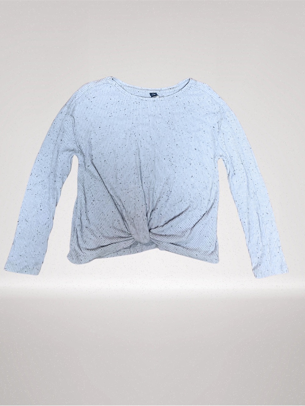 Old Navy Girls Ribbed Twist Front Long Sleeve Top Size XL 14-16 Blue Speckled